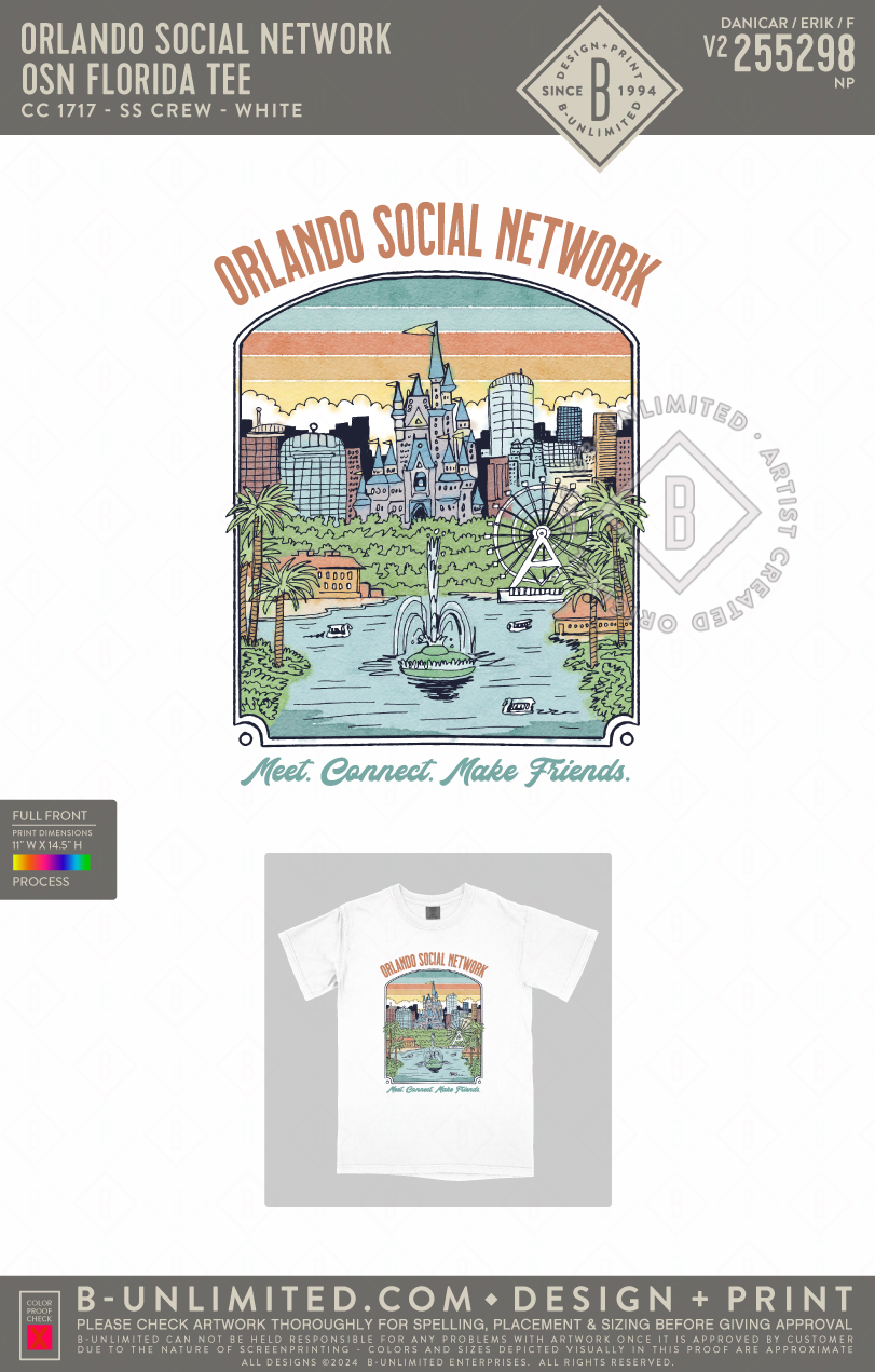 Orlando Social Network - OSN Orlando Tee - CC - 1717 - SS Crew - White