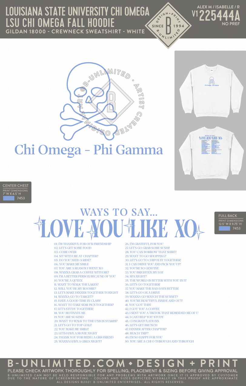 Louisiana State University Chi Omega - LSU Chi Omega Fall Hoodie (EOS26) - Gildan - 18000 - Crewneck Sweatshirt - White