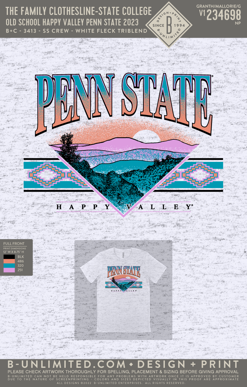 The Family Clothesline - State College - ART234698 - Old School Happy Valley Penn State 2026 - B+C - 3413 - SS Crew - White Fleck Triblend