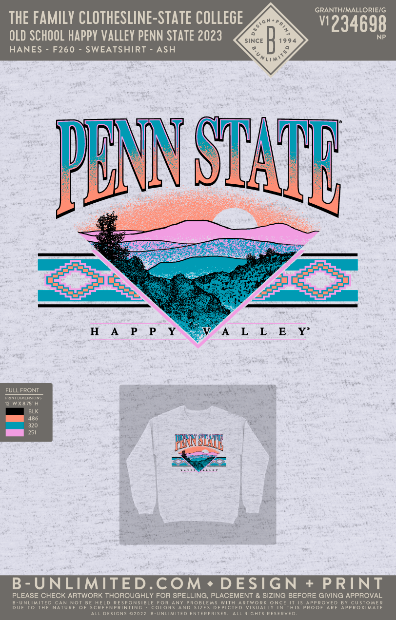The Family Clothesline - State College - ART234698 - Old School Happy Valley Penn State 2026 - Hanes - F260 - Sweatshirt - Ash