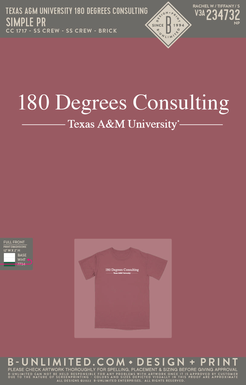 Texas A&M University 180 Degrees Consulting - Simple PR - CC - 1717 - SS Crew - Brick