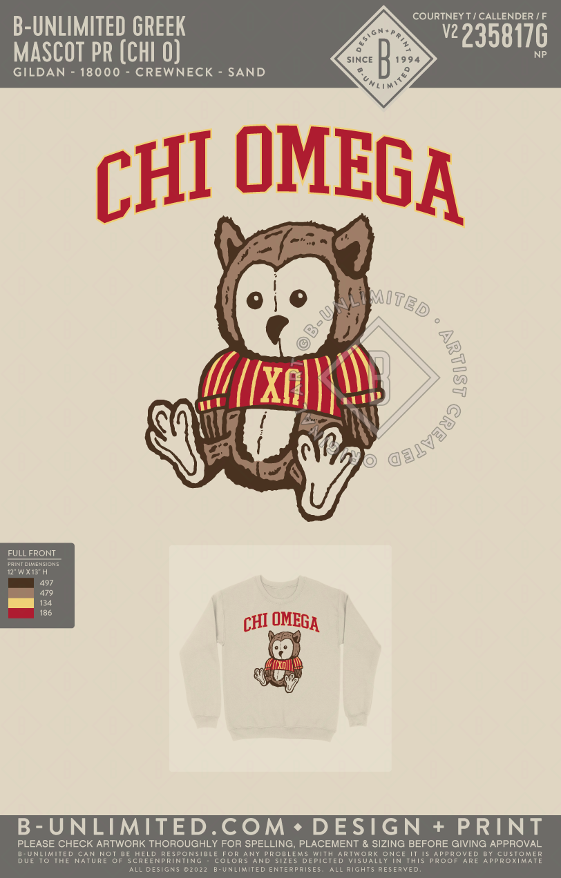 B-Unlimited Greek - Mascot PR (Chi O) (72hoursale24) - Gildan - 18000 - Crewneck Sweatshirt - Sand
