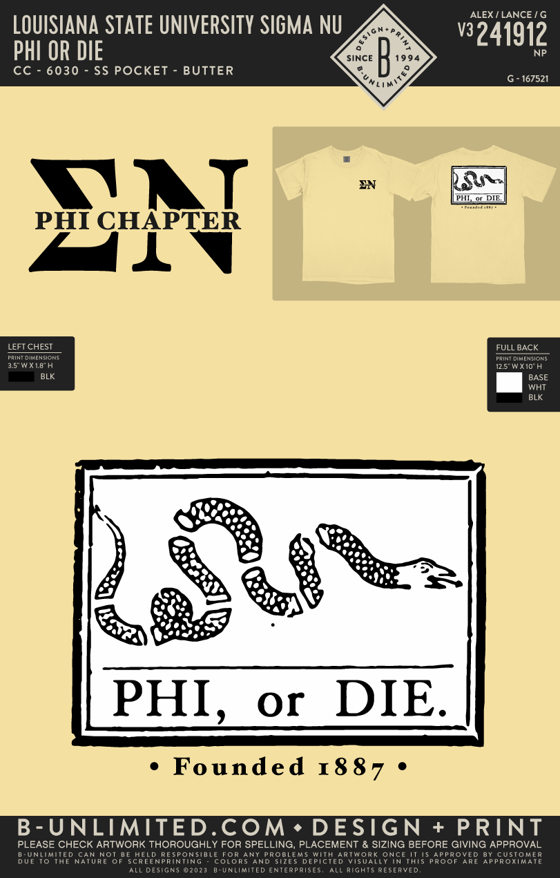 Louisiana State University Sigma Nu - Phi or die (EOS26) - CC - 1717 - SS Crew - Butter