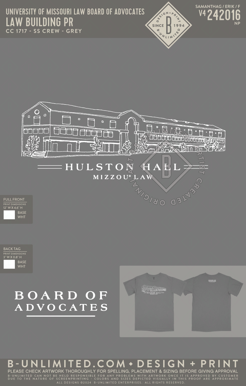 University of Missouri Law Board of Advocates - Law Building PR - CC - 1717 - SS Crew - Grey