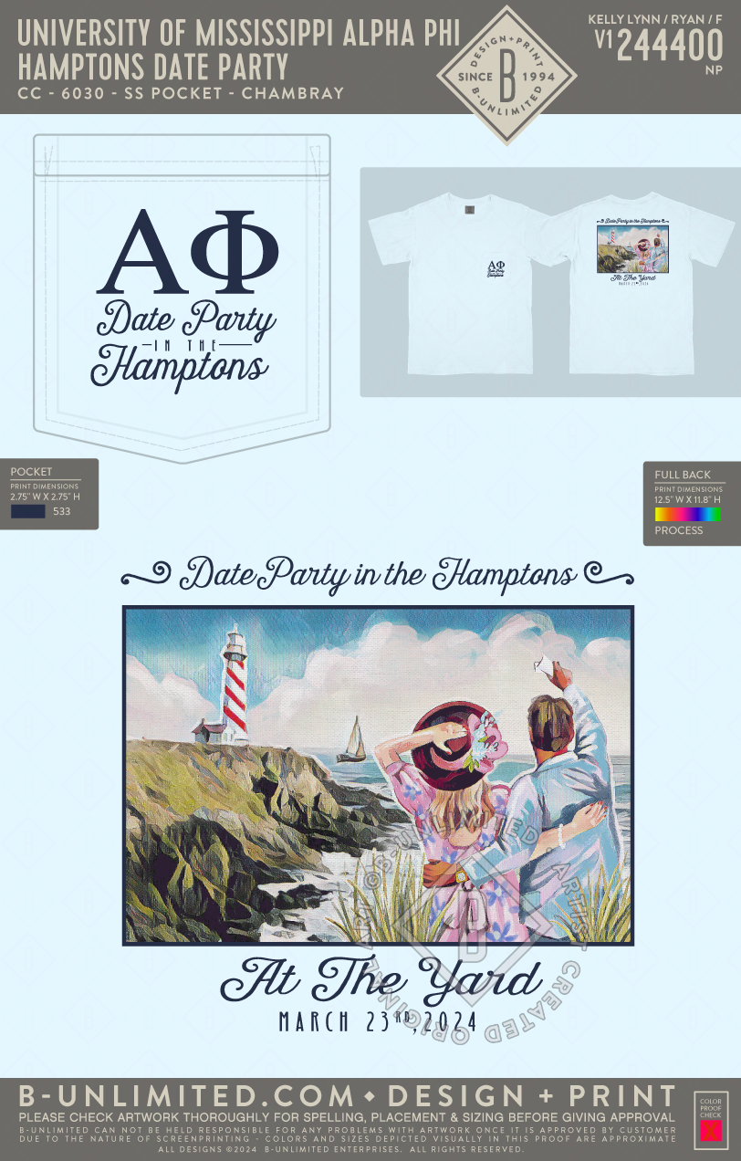 University of Mississippi Alpha Phi - Hamptons Date Party (72hoursale) - CC - 6030 - SS Pocket - Chambray