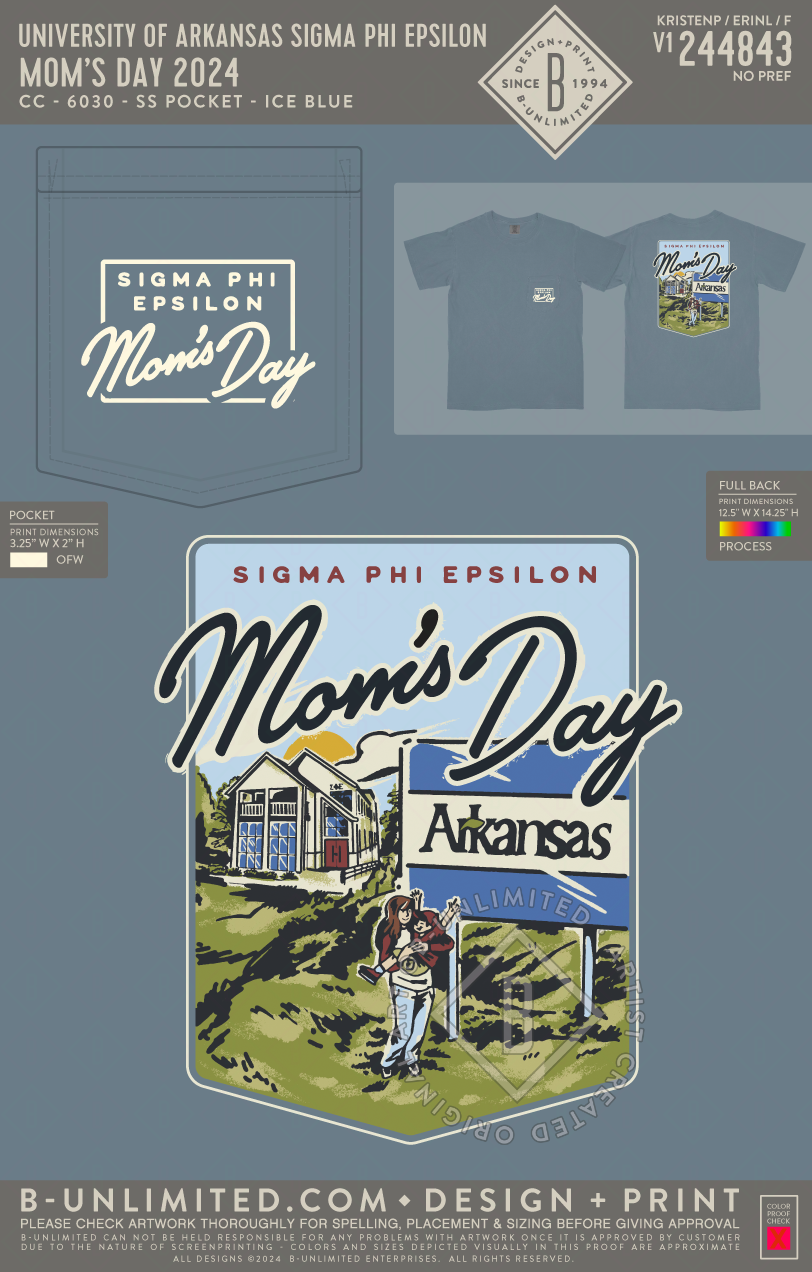 University of Arkansas Sigma Phi Epsilon - Moms Day 2024(72hoursale24) - CC - 6030 - SS Pocket - Ice Blue
