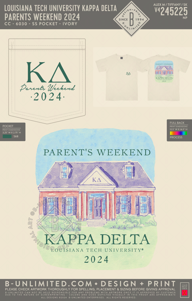 Louisiana Tech University Kappa Delta - Parents Weekend 2024 - CC - 6030 - SS Pocket - Ivory