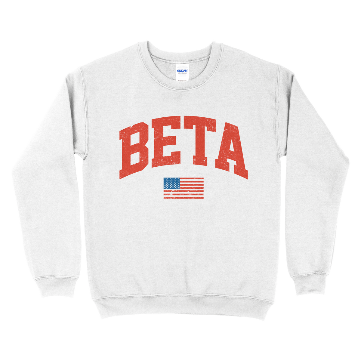 B-Unlimited Greek - Classic Flag (BETA) - Gildan - 18000 - Crewneck Sweatshirt - White