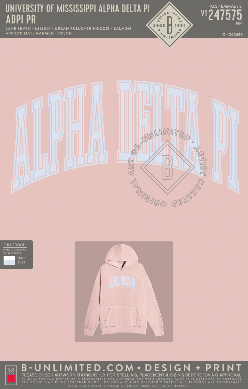 University of Mississippi Alpha Delta Pi ADPI PR Lane Seven LS16