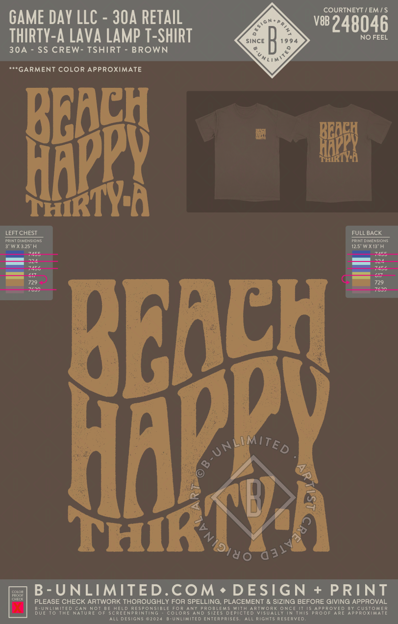 Game Day LLC - 30A Retail - Thirty-A Lava Lamp T-Shirt - Customer Supplied Garment - Brown
