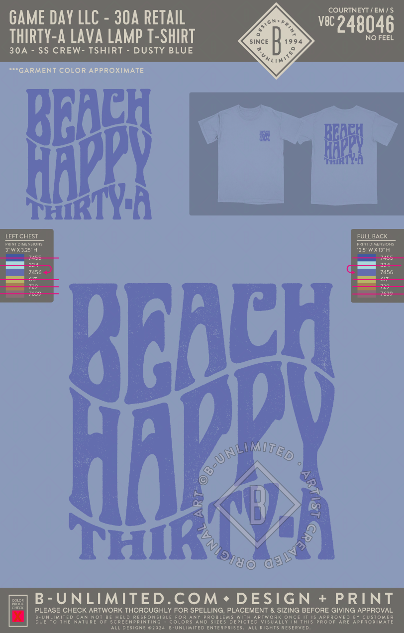 Game Day LLC - 30A Retail - Thirty-A Lava Lamp T-Shirt - Customer Supplied Garment - Dusty Blue