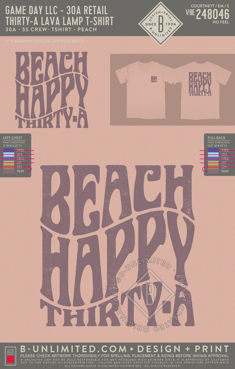 Game Day LLC - 30A Retail - Thirty-A Lava Lamp T-Shirt - Customer Supplied Garment - Peach