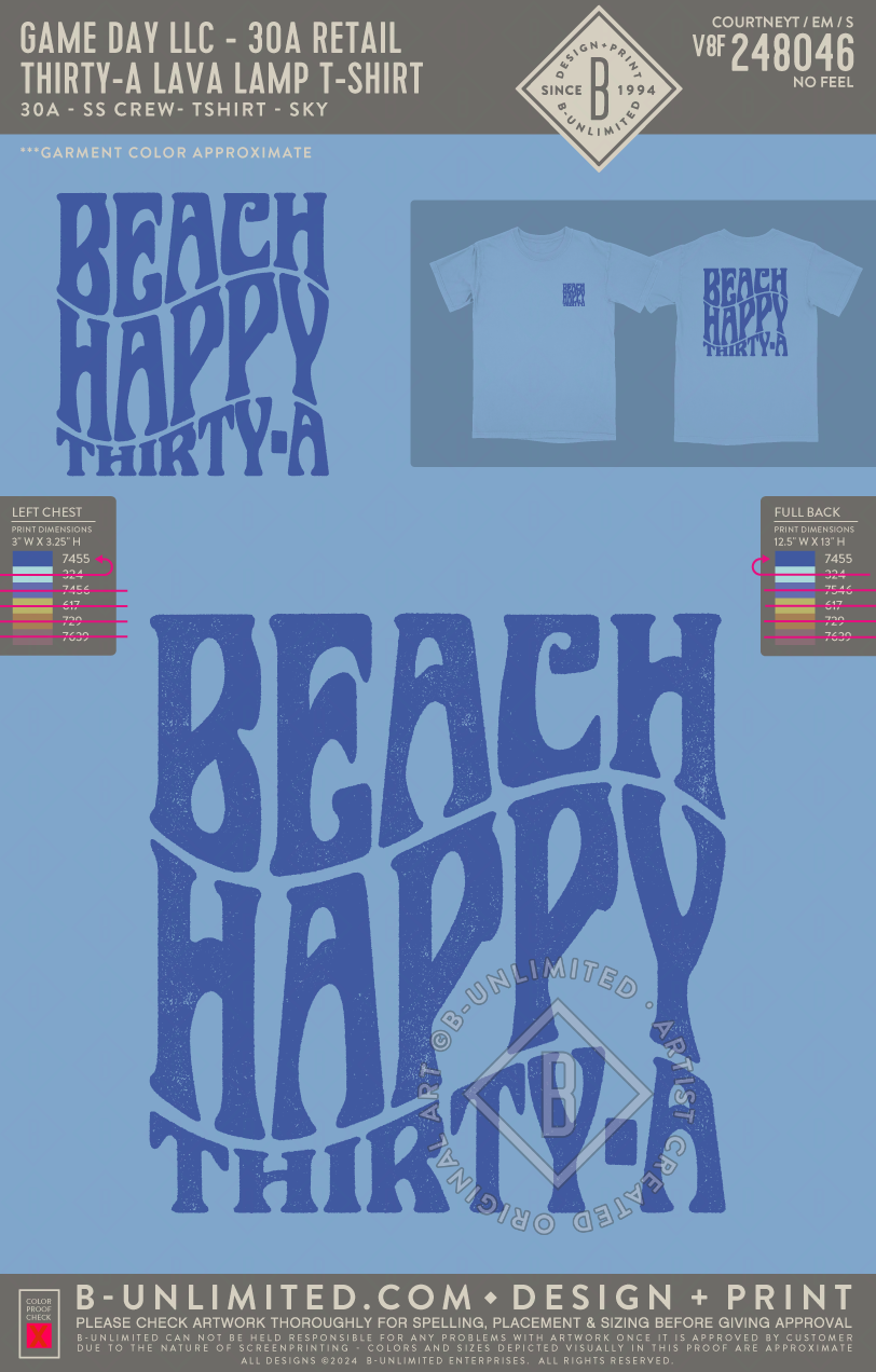 Game Day LLC - 30A Retail - Thirty-A Lava Lamp T-Shirt - Customer Supplied Garment - Sky