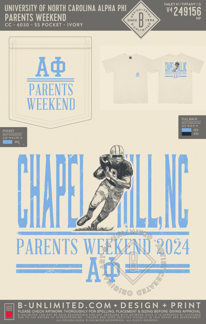 University of North Carolina Alpha Phi - Parents Weekend (EOS26) - CC - 6030 - SS Pocket - Ivory