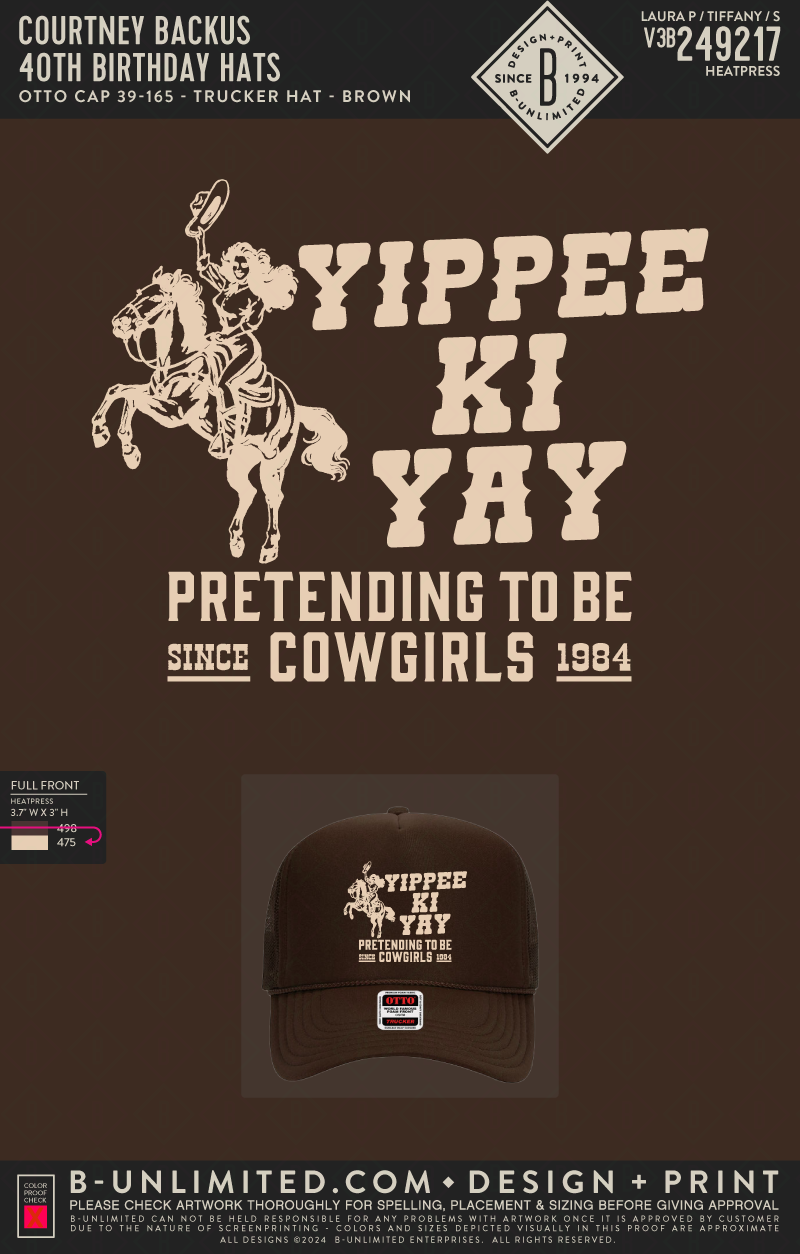 Courtney Backus - 40th Birthday Hats - Otto Cap - 39-165 - Foam Trucker Hat - Brown