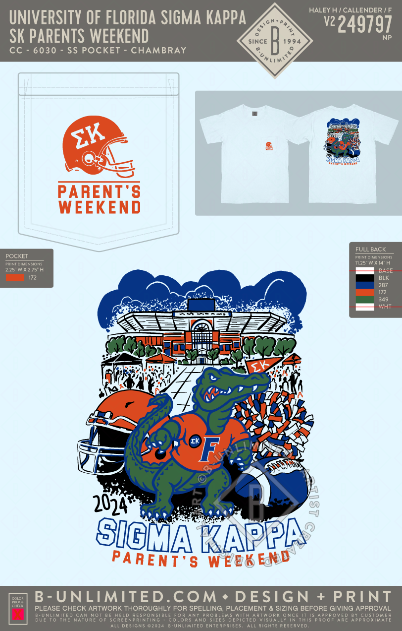 University of Florida Sigma Kappa - SK Parents Weekend (EOS26) - CC - 6030 - SS Pocket - Chambray