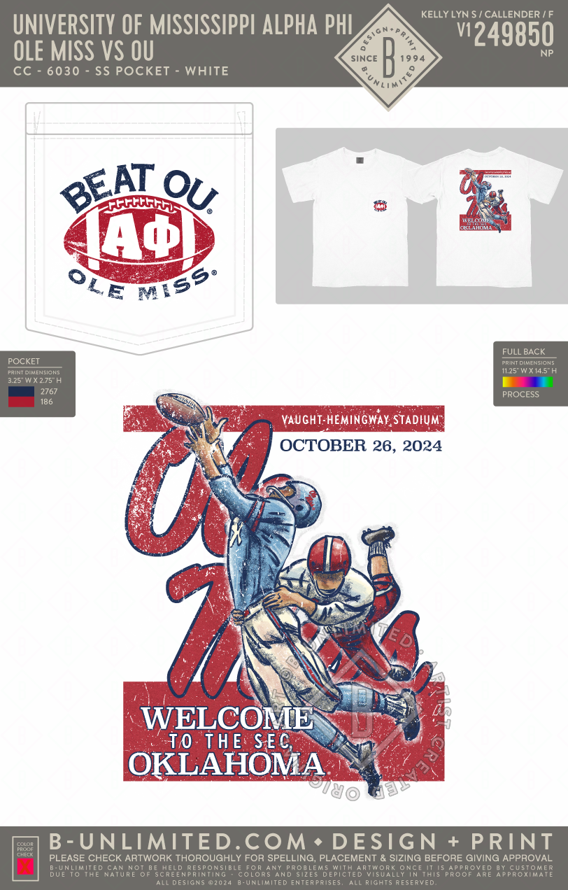 University of Mississippi Alpha Phi Ole Miss vs OU CC 6030 SS