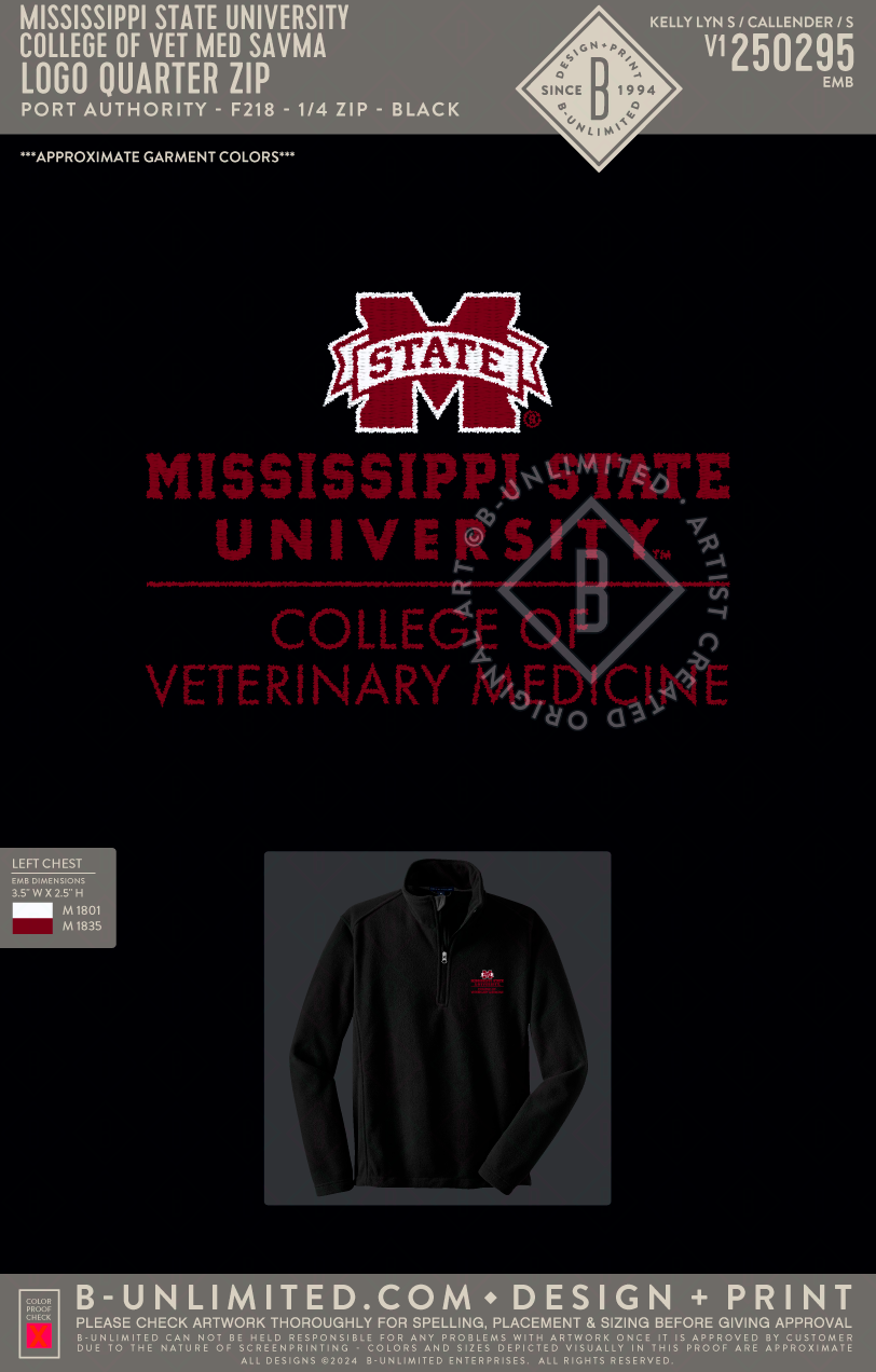 Mississippi State University Vet Med Class of 2026 Logo Quarter Zip