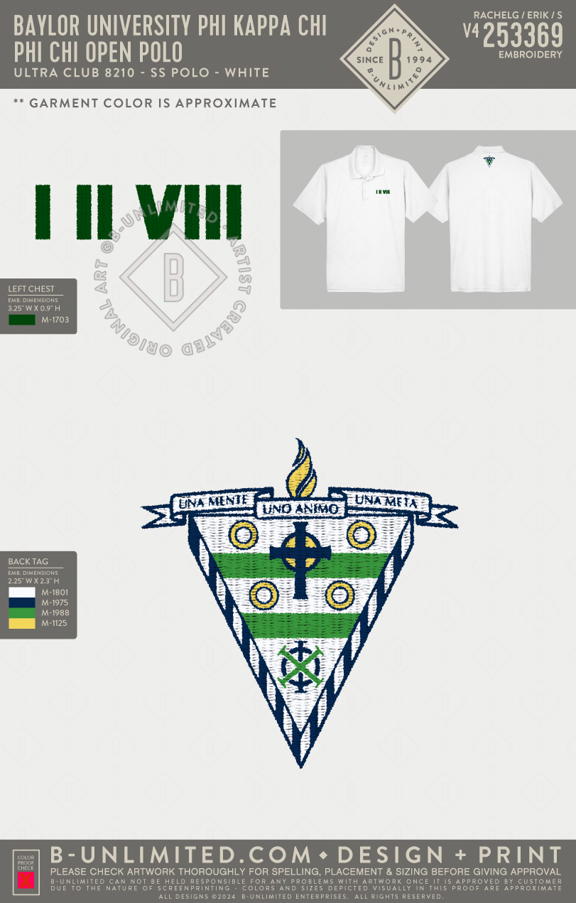 Baylor University Phi Kappa Chi - Phi Chi Open Polo - Ultra Club - 8210 - Dri Fit Polo - White