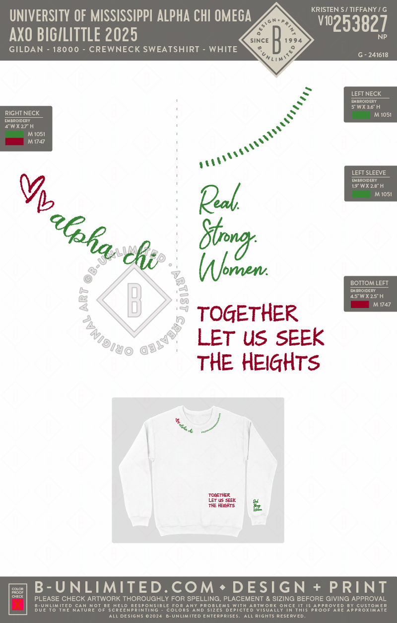 University of Mississippi Alpha Chi Omega - AXO Big/Little 2025 - Gildan - 18000 - Crewneck Sweatshirt - White