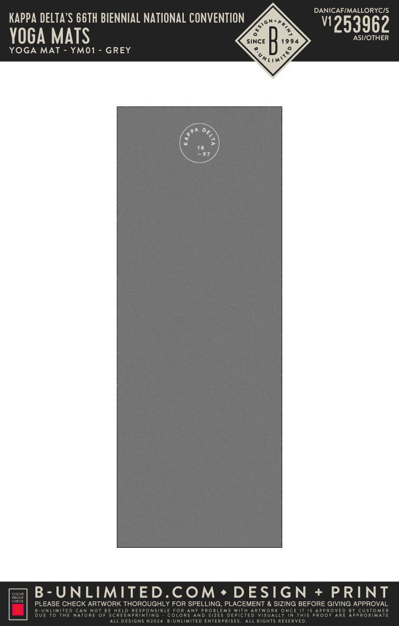 Kappa Delta’s 66th Biennial National Convention - Yoga Mats - Yoga Mat - YM01 - Grey