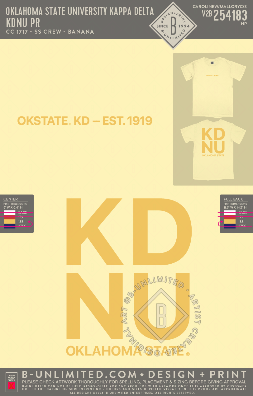 Oklahoma State University Kappa Delta - KDNU PR - CC - 1717 - SS Crew - Banana