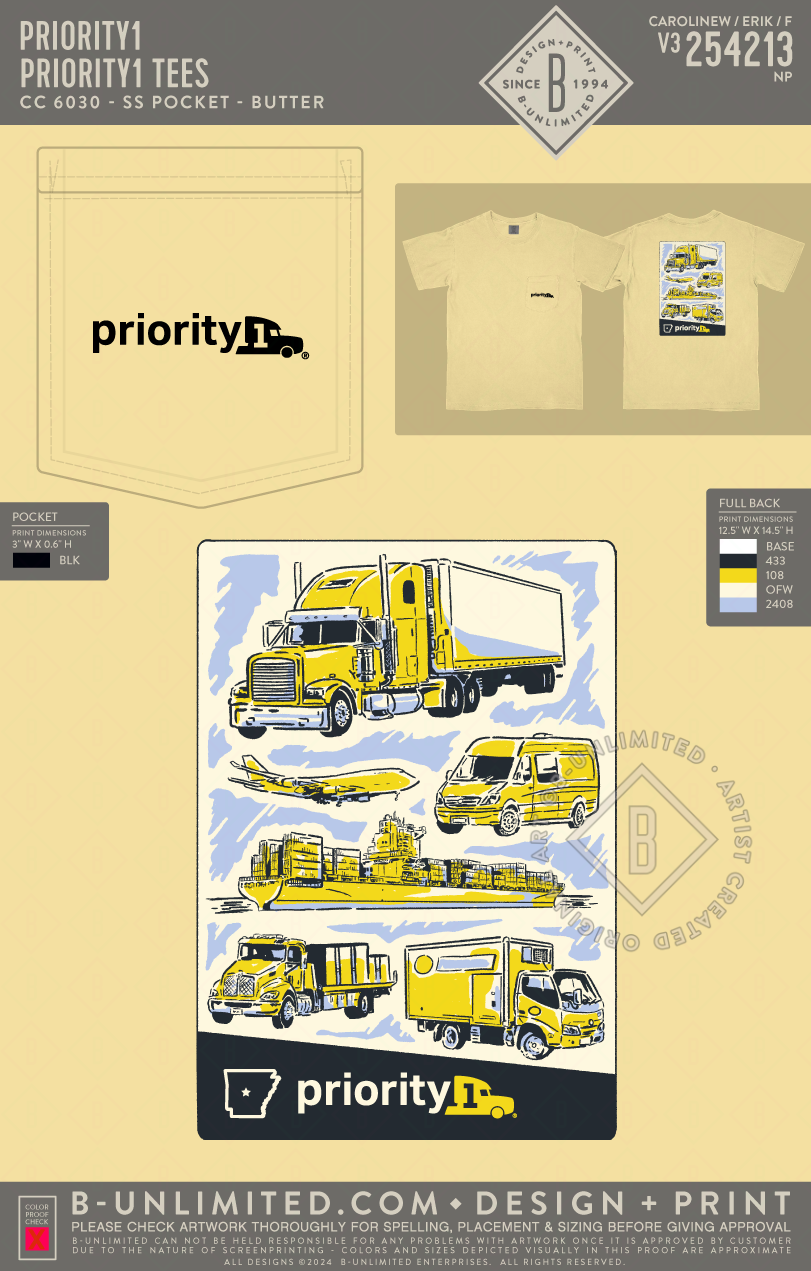 Priority1 - Priority1 Tees - CC - 6030 - SS Pocket - Butter