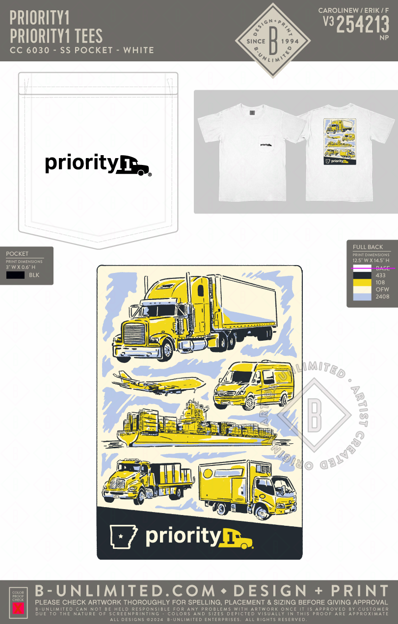 Priority1 - Priority1 Tees - CC - 6030 - SS Pocket - White