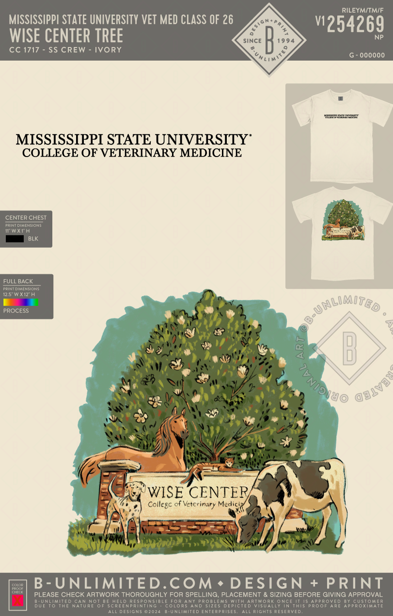 Mississippi State University Vet Med Class of 2026 - Wise Center Tree - CC - 1717 - SS Crew - Ivory