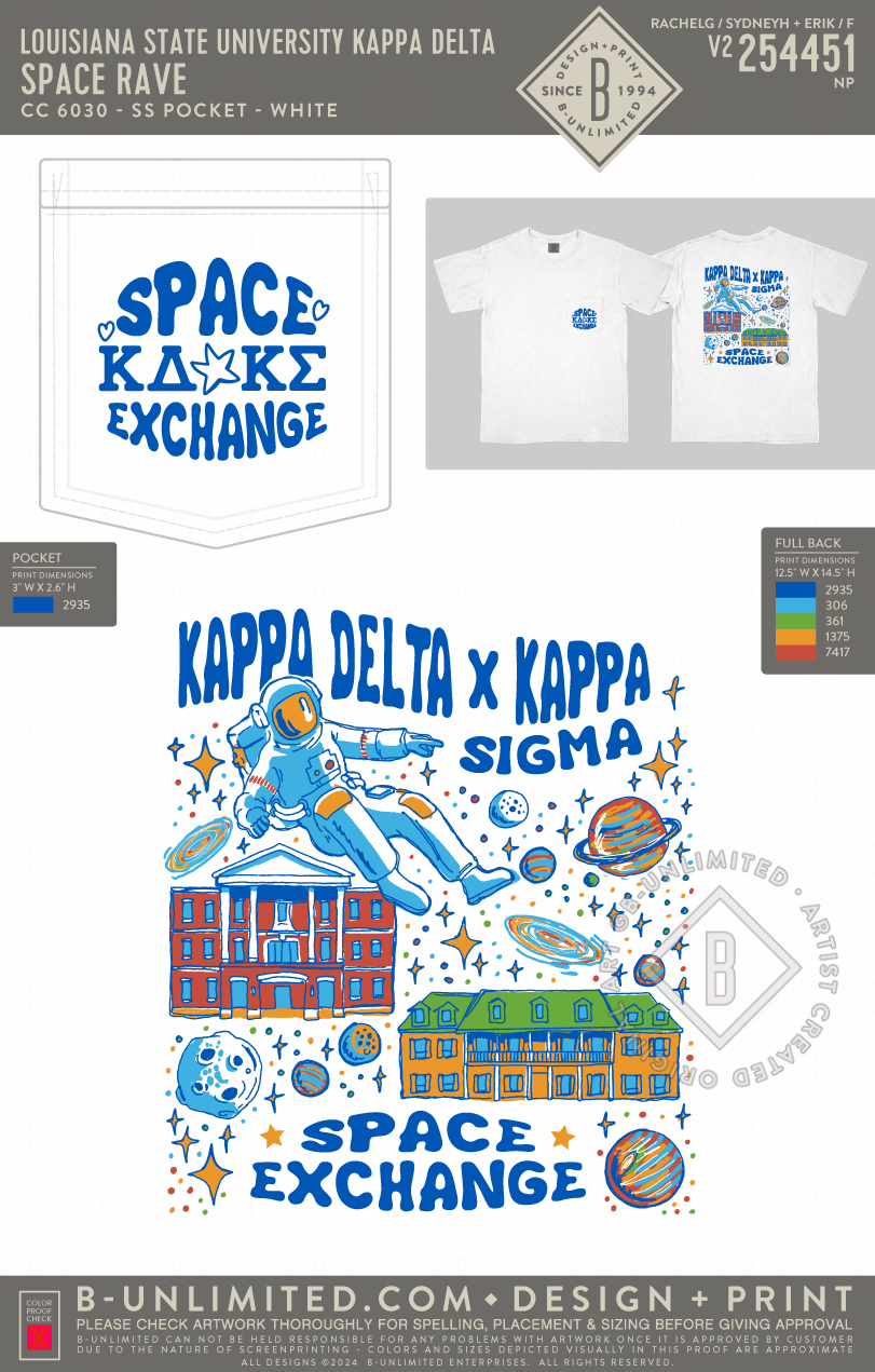 Louisiana State University Kappa Delta - Space Rave - CC - 6030 - SS Pocket - White