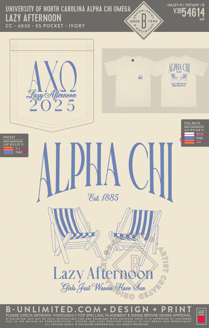 University of North Carolina Alpha Chi Omega - Lazy Afternoon (EOS26) - CC - 6030 - SS Pocket - Ivory