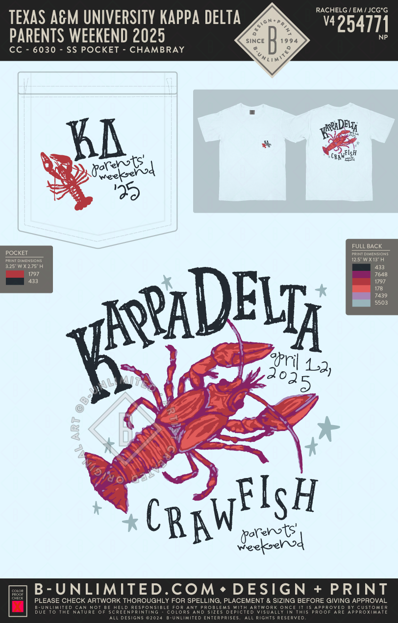 Texas A&M University Kappa Delta - Parents Weekend 2025 - CC - 6030 - SS Pocket - Chambray