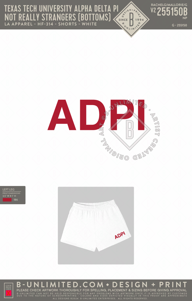 Texas Tech University Alpha Delta Pi - Not Really Strangers (Bottoms) - LA Apparel - HF-314 - White
