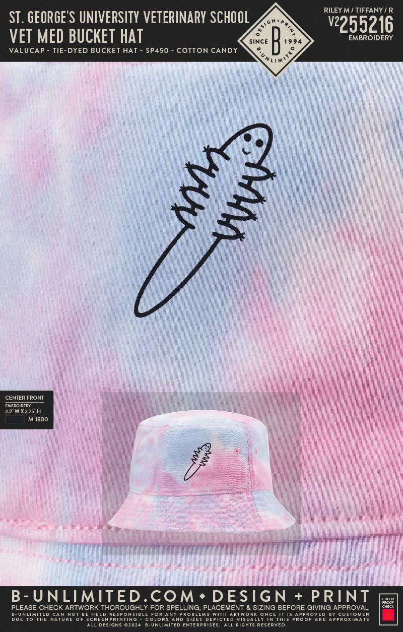 St. George's University Veterinary School - Vet Med Bucket Hat - Valucap - SP450 - Bucket Hat - Cotton Candy