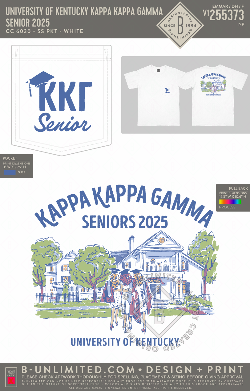 University of Kentucky Kappa Kappa Gamma - Senior 2025 - CC - 6030 - SS Pocket - White