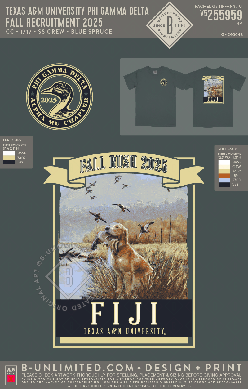 Texas A&M University Phi Gamma Delta - Fall Recruitment 2025 (EOS26) - CC - 1717 - SS Crew - Blue Spruce