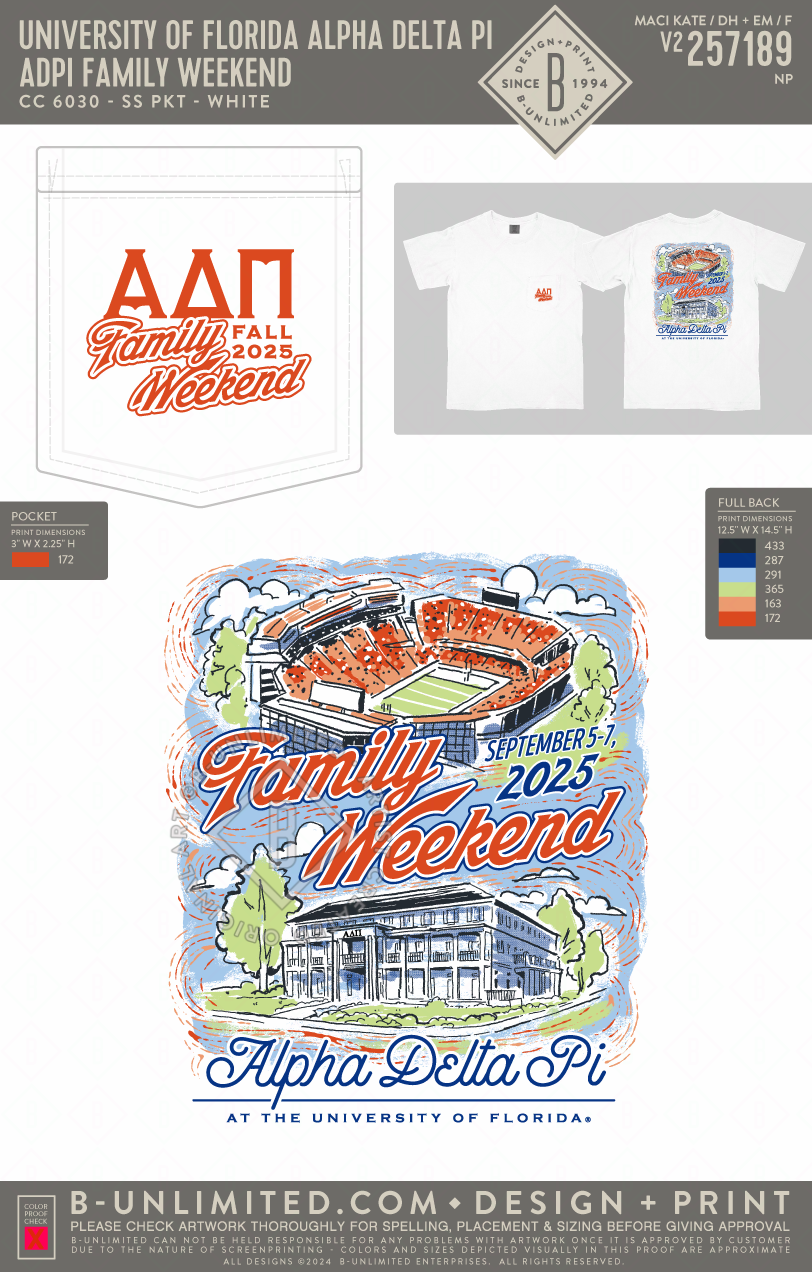 University of Florida Alpha Delta Pi - ADPI Family Weekend (EOS26) - CC - 6030 - SS Pocket - White