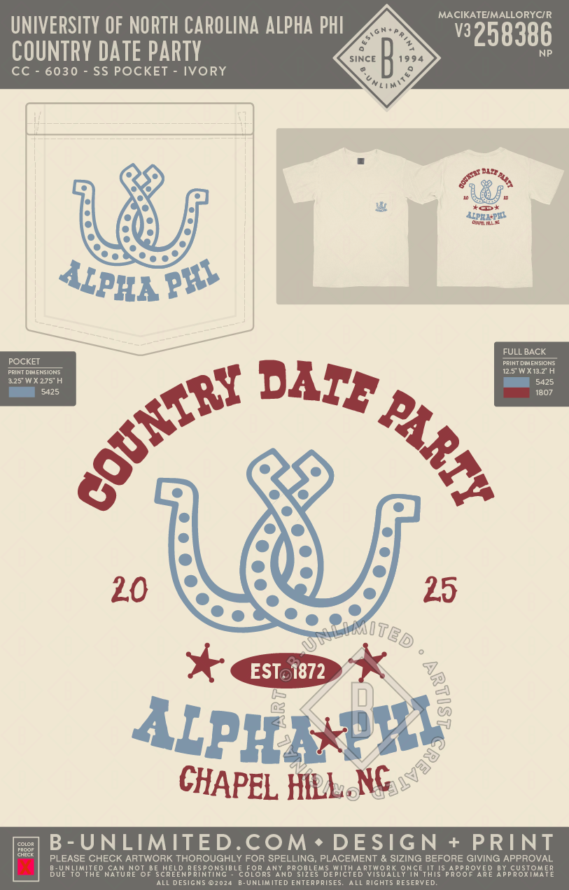 University of North Carolina Alpha Phi - Country Date Party (EOS26) - CC - 6030 - SS Pocket - Ivory