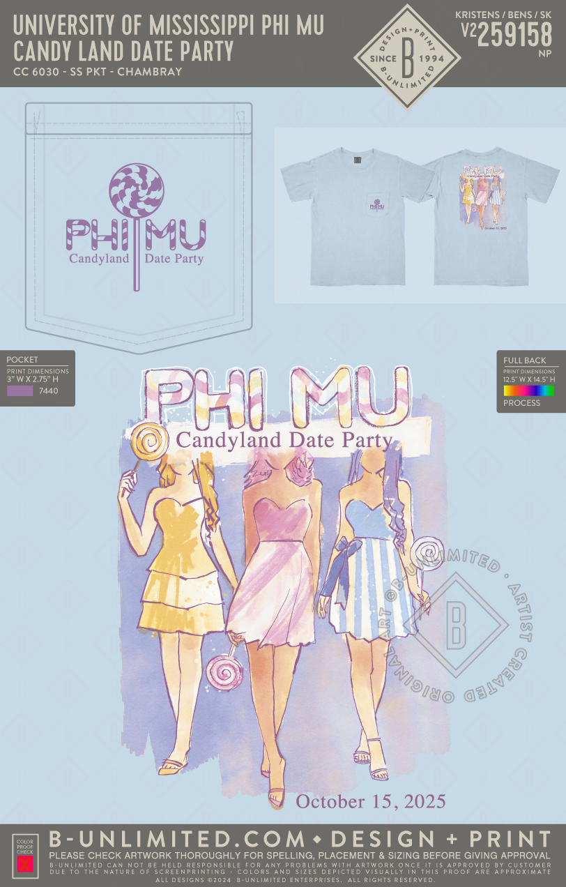 University of Mississippi Phi Mu - Candy Land Date Party - CC - 6030 - SS Pocket - Chambray