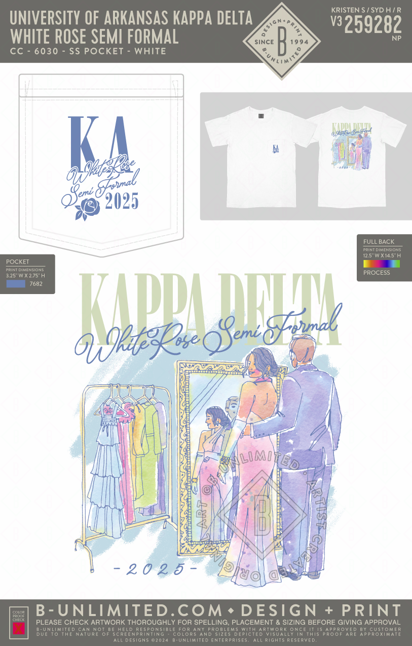 University of Arkansas Kappa Delta - White Rose Semi Formal - CC - 6030 - SS Pocket - White