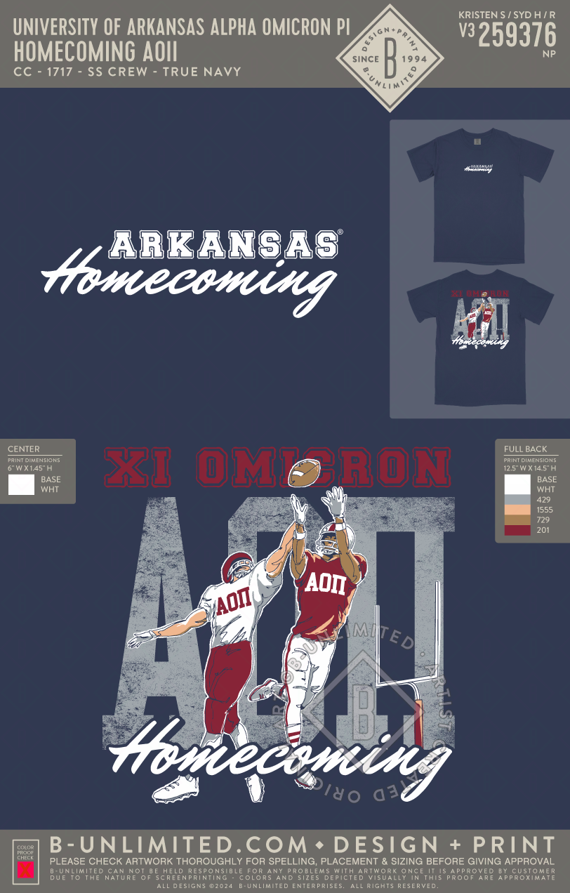 University of Arkansas Alpha Omicron Pi - Homecoming AOII - CC - 1717 - SS Crew - True Navy