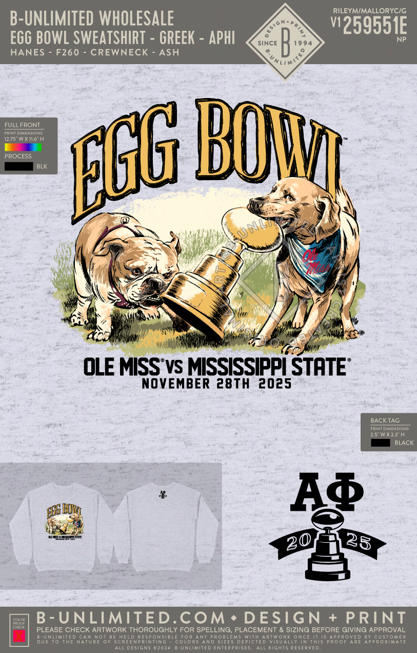 B-Greek - Egg Bowl Sweatshirt 2025 - Ole Miss Alpha Phi