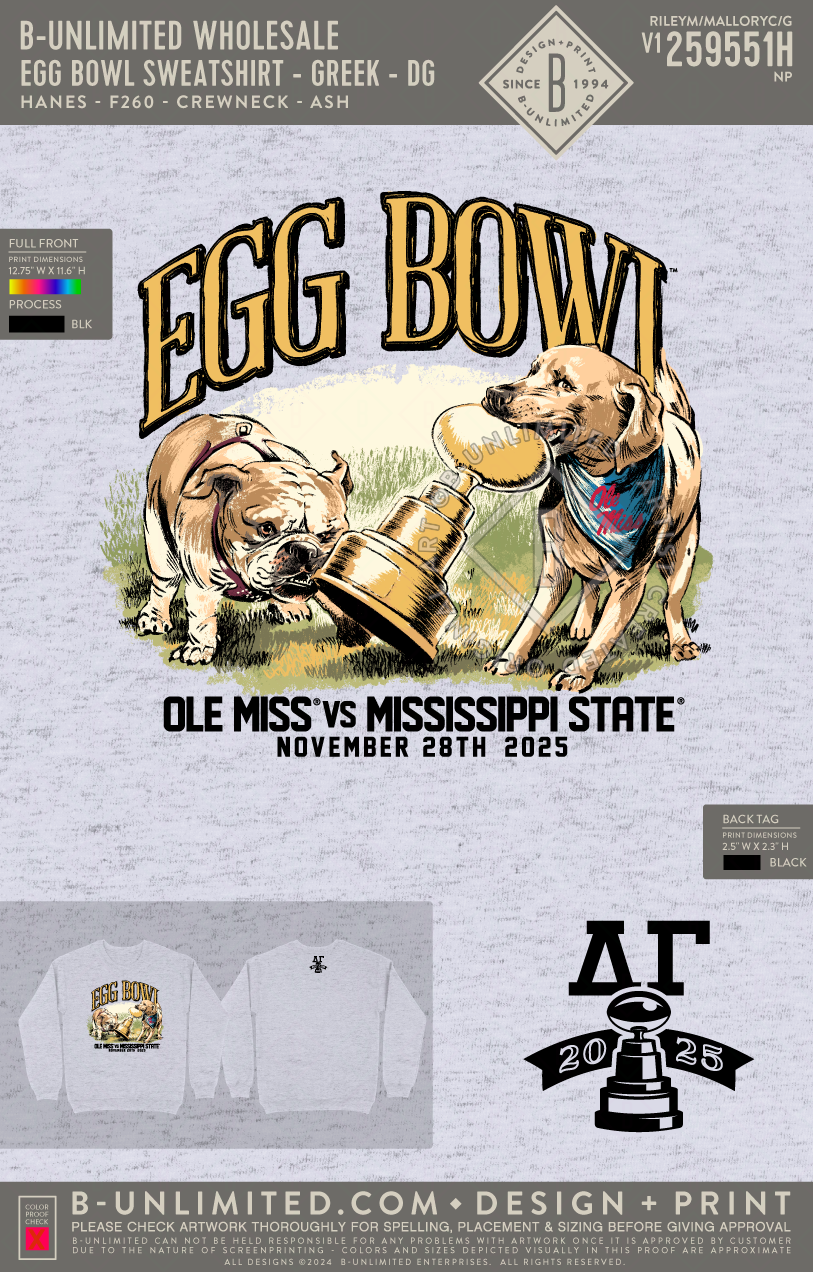 B-Greek - Egg Bowl Sweatshirt 2025 - Ole Miss Delta Gamma