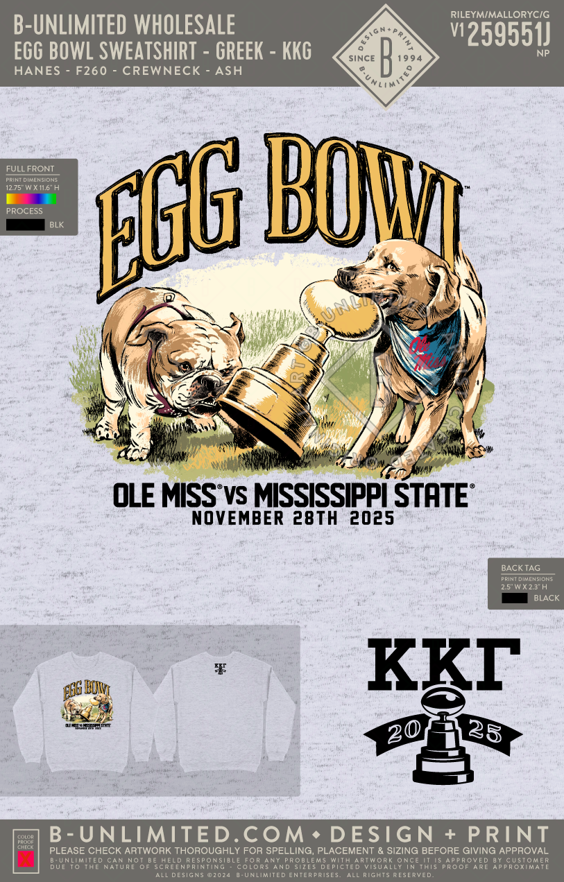 B-Greek - Egg Bowl Sweatshirt 2025 - Ole Miss Kappa Kappa Gamma