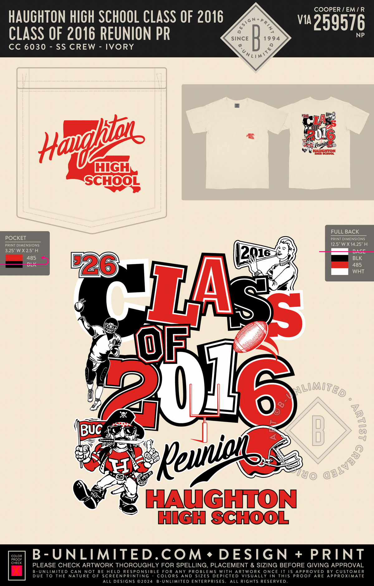 Haughton High School Class of 2016 - Class of 2016 Reunion PR - CC - 6030 - SS Pocket - Ivory