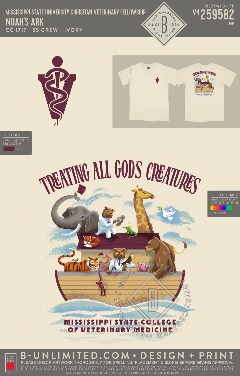 Mississippi State University Christian Veterinary Fellowship - Noah's Ark - CC - 1717 - SS Crew - Ivory