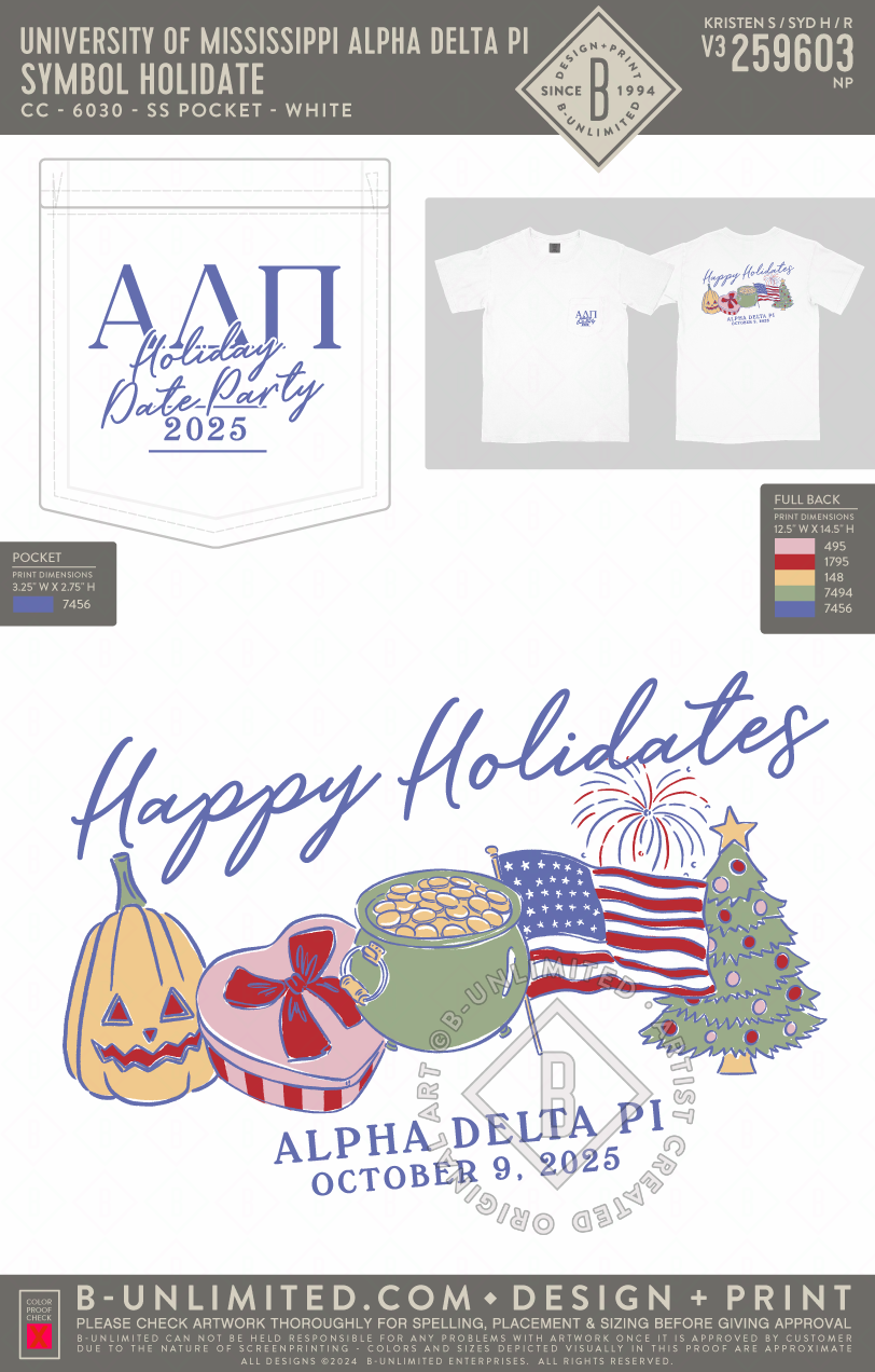 University of Mississippi Alpha Delta Pi - Symbol Holidate - CC - 6030 - SS Pocket - White