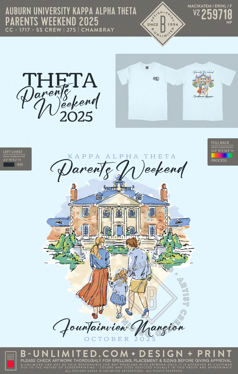 Auburn University Kappa Alpha Theta - Parents Weekend 2025 (EOS26) - CC - 1717 - SS Crew - Chambray