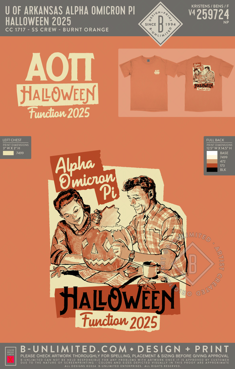 University of Arkansas Alpha Omicron Pi - Halloween 2025 - CC - 1717 - SS Crew - Burnt Orange