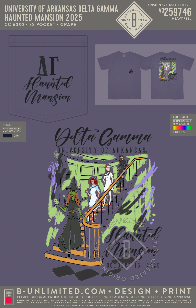 University of Arkansas Delta Gamma - Haunted Mansion 2025 - CC - 6030 - SS Pocket - Grape